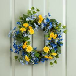 Scottish Everlastings Ltd 50cm Blue & Yellow Floral Wreath - thumbnail 1