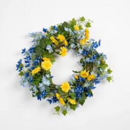 Scottish Everlastings Ltd 50cm Blue & Yellow Floral Wreath - thumbnail 3