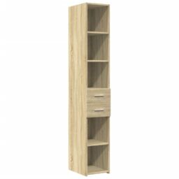 Berkfield Home Slim Storage Cabinet Sonoma Oak 30x42.5x225 cm Engineered Wood in Brown - thumbnail 6