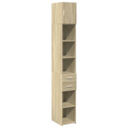 Berkfield Home Slim Storage Cabinet Sonoma Oak 30x42.5x225 cm Engineered Wood in Brown - thumbnail 2
