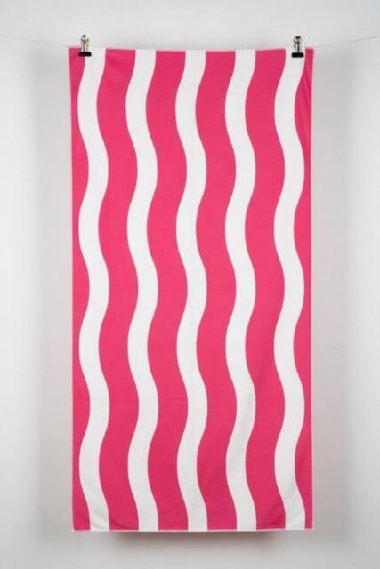 Dyzi Wavy Stripe Cotton Beach Towel Soft Absorbent Quick Dry 70x152cm in Pink - Size: 70x152 cm - image 1