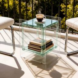 VOGREX 2-Tier Transparent Acrylic Side Table Multifunctional Storage in Green - thumbnail 3