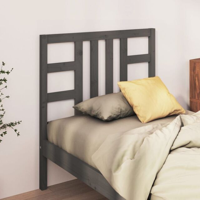 Berkfield Home Bed Headboard Grey 106x4x100 cm Solid Wood Pine - Size: 106 x 4 x 100 cm - image 1