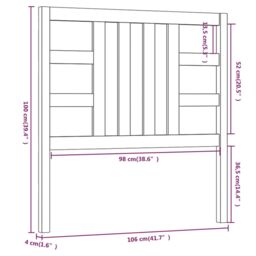 Berkfield Home Bed Headboard Grey 106x4x100 cm Solid Wood Pine - Size: 106 x 4 x 100 cm - thumbnail 6