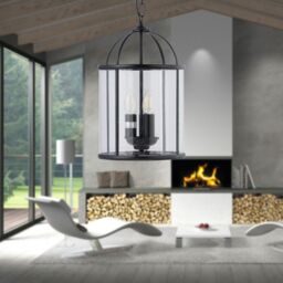 First Choice Lighting Set of 2 Alicia - Black 3 Light Lantern Style Pendants - thumbnail 5