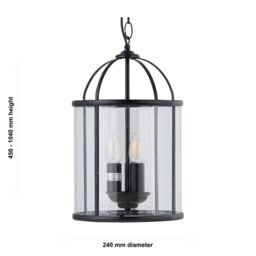 First Choice Lighting Set of 2 Alicia - Black 3 Light Lantern Style Pendants - thumbnail 6