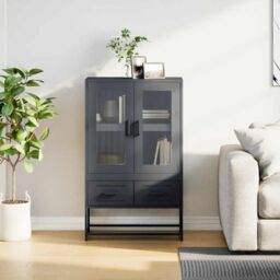Berkfield Home Highboard Anthracite 68x39x111.5 cm Steel in Black - thumbnail 4