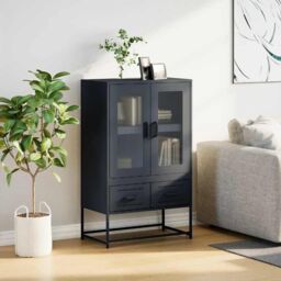Berkfield Home Highboard Anthracite 68x39x111.5 cm Steel in Black - thumbnail 3