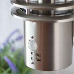 Loops IP44 Outdoor Wall Lamp Brushed Steel Caged Slotted Lantern PIR Move Porch Light in Metallics - thumbnail 5