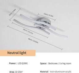 Goeco Modern LED Ceiling Light Silver 18 W for Living Room Bedroom 4000 K - thumbnail 6