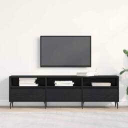 Berkfield Home TV Cabinet Black Oak 150x30x44, 5 cm Engineered Wood - thumbnail 2