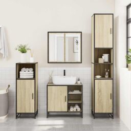 Berkfield Home 2 Piece Bathroom Furniture Set Sonoma Oak Engineered Wood in Brown - thumbnail 4