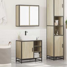 Berkfield Home 2 Piece Bathroom Furniture Set Sonoma Oak Engineered Wood in Brown - thumbnail 3