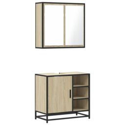 Berkfield Home 2 Piece Bathroom Furniture Set Sonoma Oak Engineered Wood in Brown - thumbnail 2