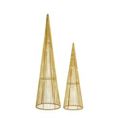 Lighting Collection Christmas Gold Frame LED Trees - 2pc Set - thumbnail 3