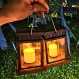 EONLION 3x Solar Powered LED Lantern Lights Outdoor Garden Lawn in Black - thumbnail 3