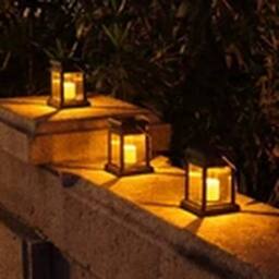 EONLION 3x Solar Powered LED Lantern Lights Outdoor Garden Lawn in Black - thumbnail 4