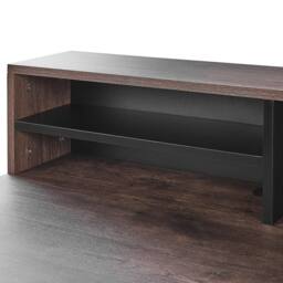 Wyld and Coco Elara Desk Dark Brown Top Black Powder Coat Metal Open Shelves - thumbnail 6