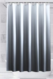 Neel Blue Gradient Colour Bathroom Shower Curtain with 12 Hooks, Mould & Mildew Resistant in Grey - Size: 180 cm width x 200 cm drop