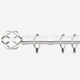 New Edge Blinds Polished Chrome 28mm Cage Fixed Length Metal Curtain Pole in Metallic Silver - Size: 470 cm - thumbnail 1