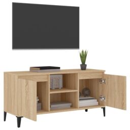 Berkfield Home TV Cabinet with Metal Legs Sonoma Oak 103.5x35x50 cm in Brown - thumbnail 4