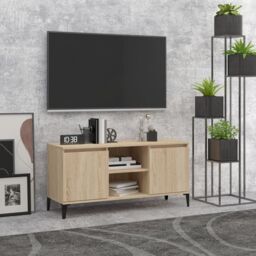 Berkfield Home TV Cabinet with Metal Legs Sonoma Oak 103.5x35x50 cm in Brown