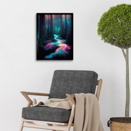 "Artery8 Wall Art Print The Enchanted Forest Magical Fantasy River Art Framed in Black - Size: W12"" x H16""" - thumbnail 2