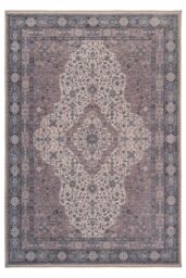 Kukoon Beige Distressed Extra Long Hallway Runner Rug Washable & Non-Slip Carpet - Size: 80 cm x 300 cm - thumbnail 1