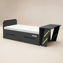 Flair Alister Gaming Single Bed with Desk Charcoal & Green - thumbnail 5