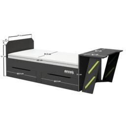 Flair Alister Gaming Single Bed with Desk Charcoal & Green - thumbnail 6