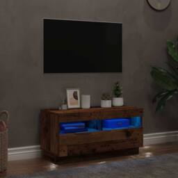 Berkfield Home TV Cabinet with LED Lights Old Wood 80x35x40 cm Engineered Wood - Size: 80 x 35 x 40 cm - thumbnail 3