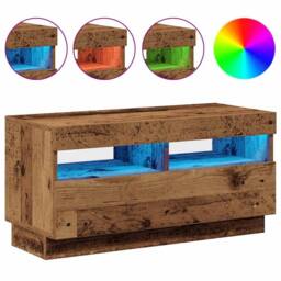 Berkfield Home TV Cabinet with LED Lights Old Wood 80x35x40 cm Engineered Wood - Size: 80 x 35 x 40 cm - thumbnail 4