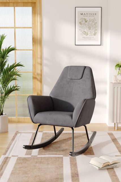 Living and Home Comfy Grey Nursery Rocking Chair - image 1