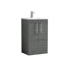 Balterley Bathroom 2 Soft Close Door Floor Vanity & Basin, Anthracite, 500mm in Grey - thumbnail 1
