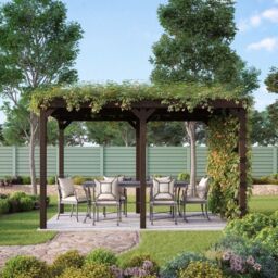 Rutland County Garden Furniture Ltd Shade Pergola - Wood - L300 x W300 x H270 cm - Light Green in Brown - thumbnail 2