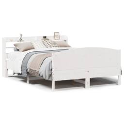 Berkfield Home Bed Frame without Mattress White 150x200 cm King Size Solid Wood Pine - thumbnail 1