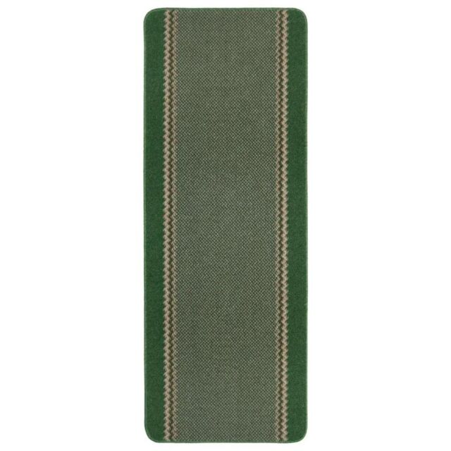 THE RUGS Green Washable Floor Mat Bordered Design for Kitchen Hallway - Size: 67 cm x 180 cm