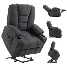 HOMCOM Riser & Recliner Chair w/ Remote, Lift Chair for Elderly in Dark Grey - thumbnail 2