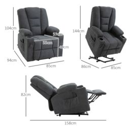 HOMCOM Riser & Recliner Chair w/ Remote, Lift Chair for Elderly in Dark Grey - thumbnail 3