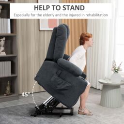 HOMCOM Riser & Recliner Chair w/ Remote, Lift Chair for Elderly in Dark Grey - thumbnail 4
