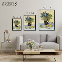 "Artery8 Still Life Nature Morte Van Gogh Vintage Black Framed Canvas Wall Art in Yellow - Size: W12"" x H16""" - thumbnail 4