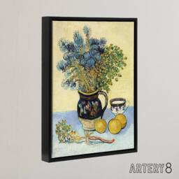 "Artery8 Still Life Nature Morte Van Gogh Vintage Black Framed Canvas Wall Art in Yellow - Size: W12"" x H16""" - thumbnail 2