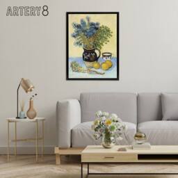 "Artery8 Still Life Nature Morte Van Gogh Vintage Black Framed Canvas Wall Art in Yellow - Size: W12"" x H16""" - thumbnail 3