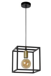 Lucide 'RUBEN' Dimmable Adjustable Height Modern Cube Pendant Light 1xE27 in Black - thumbnail 2