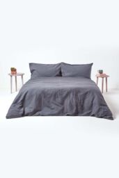 Homescapes Linen Oxford Pillowcase, King in Dark Grey - thumbnail 5