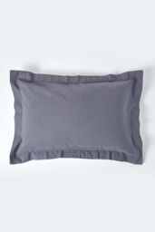 Homescapes Linen Oxford Pillowcase, King in Dark Grey
