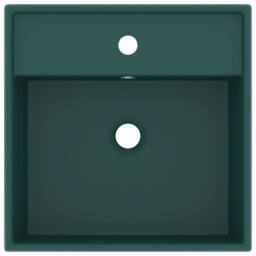 Berkfield Home Luxury Basin Overflow Square Matt Dark Green 41x41 cm Ceramic - thumbnail 1
