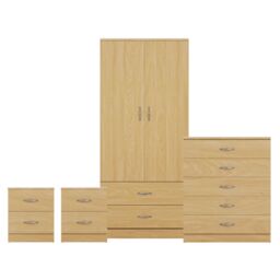 Home Discount Vida Designs Riano 4Pc Bedroom Set 2 Drawer Bedside, 5 Drawer Chest in Brown - thumbnail 8