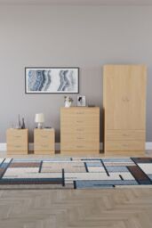 Home Discount Vida Designs Riano 4Pc Bedroom Set 2 Drawer Bedside, 5 Drawer Chest in Brown - thumbnail 4