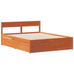 Berkfield Home Full Bed Frame without Mattress Wax Brown 135x190 cm Double Solid - thumbnail 5